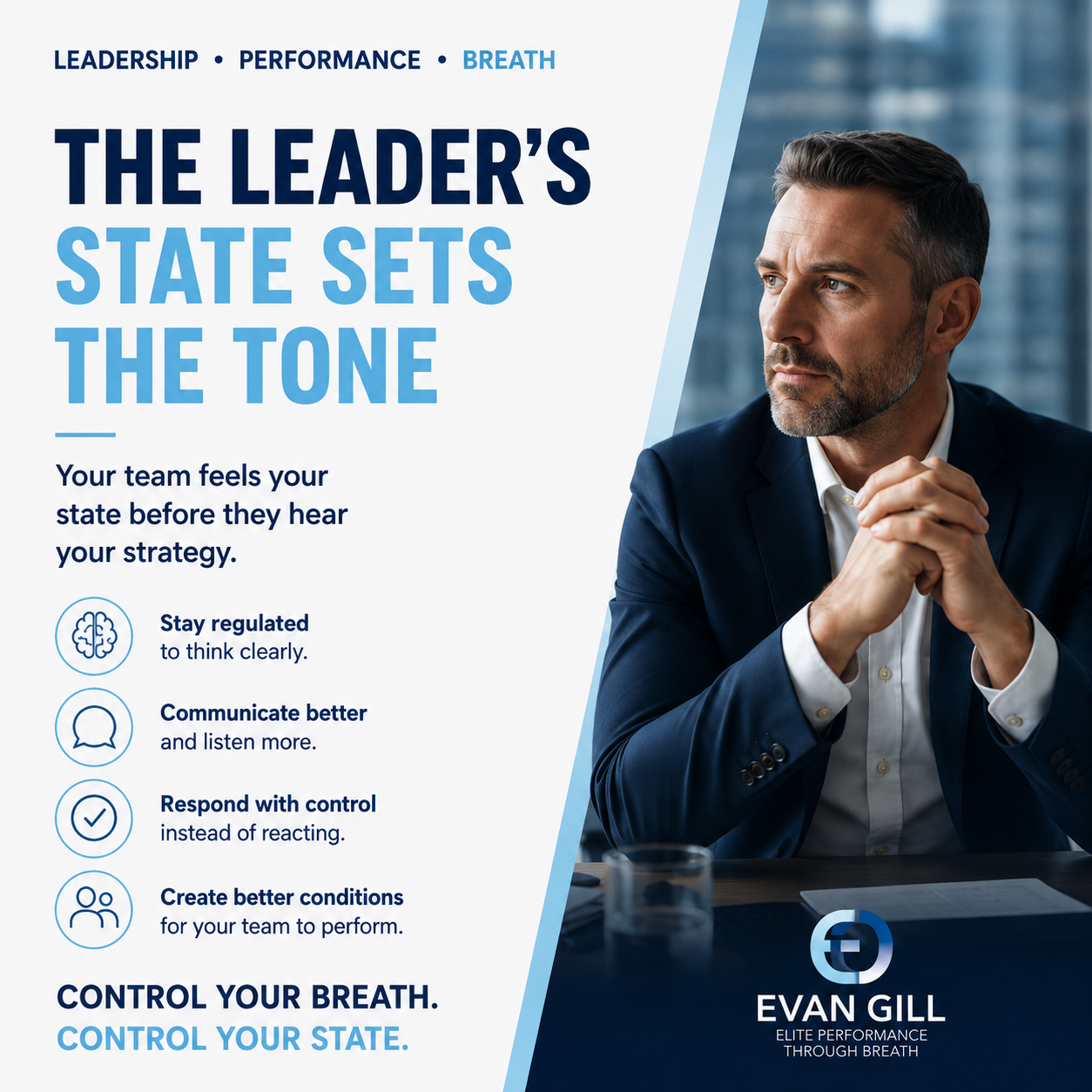 Business leader under pressure using practical breathwork tools